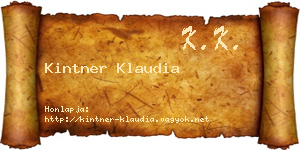 Kintner Klaudia névjegykártya